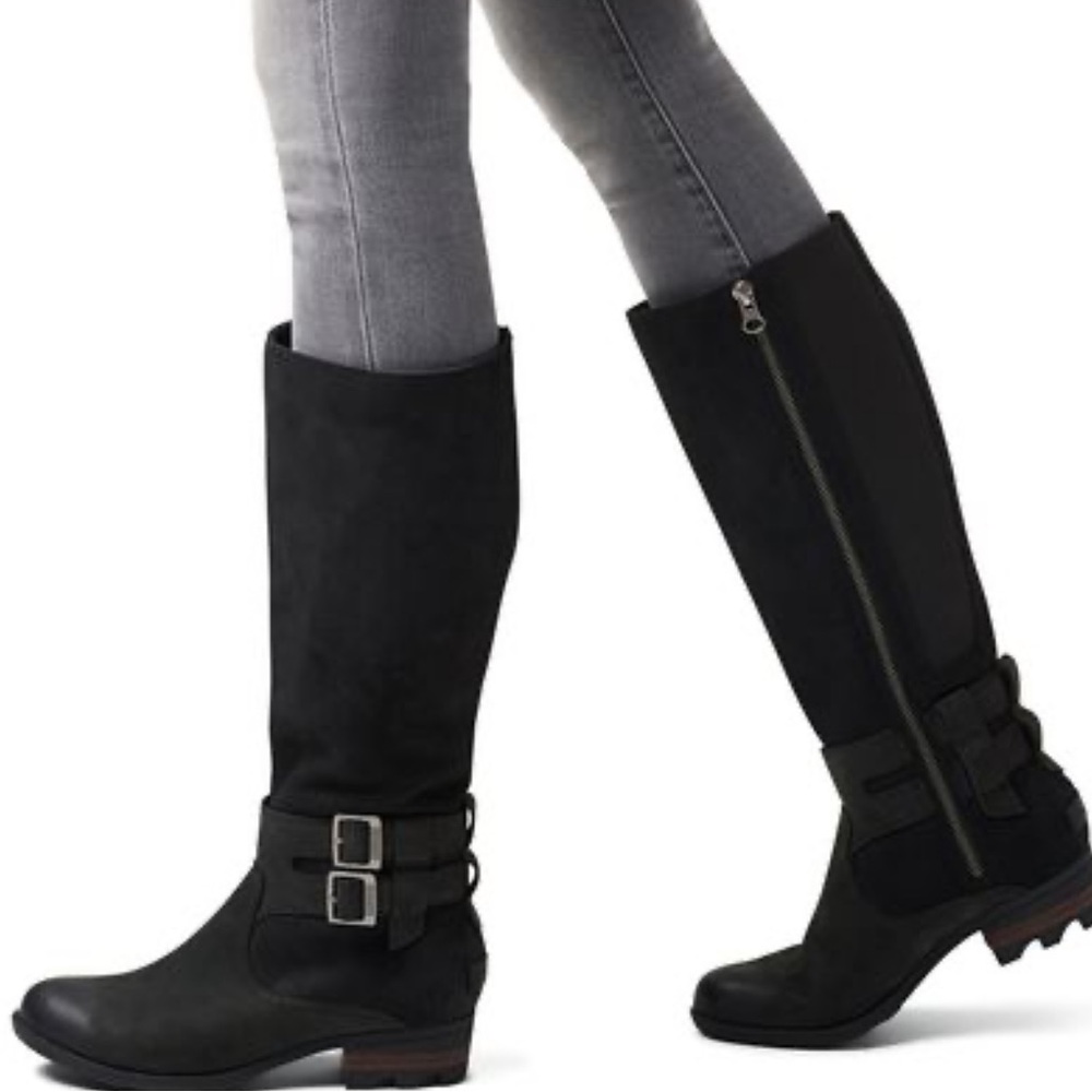 Sorel Lola II Tall Leather Boots Black Size 8.5 - Picture 3 of 12